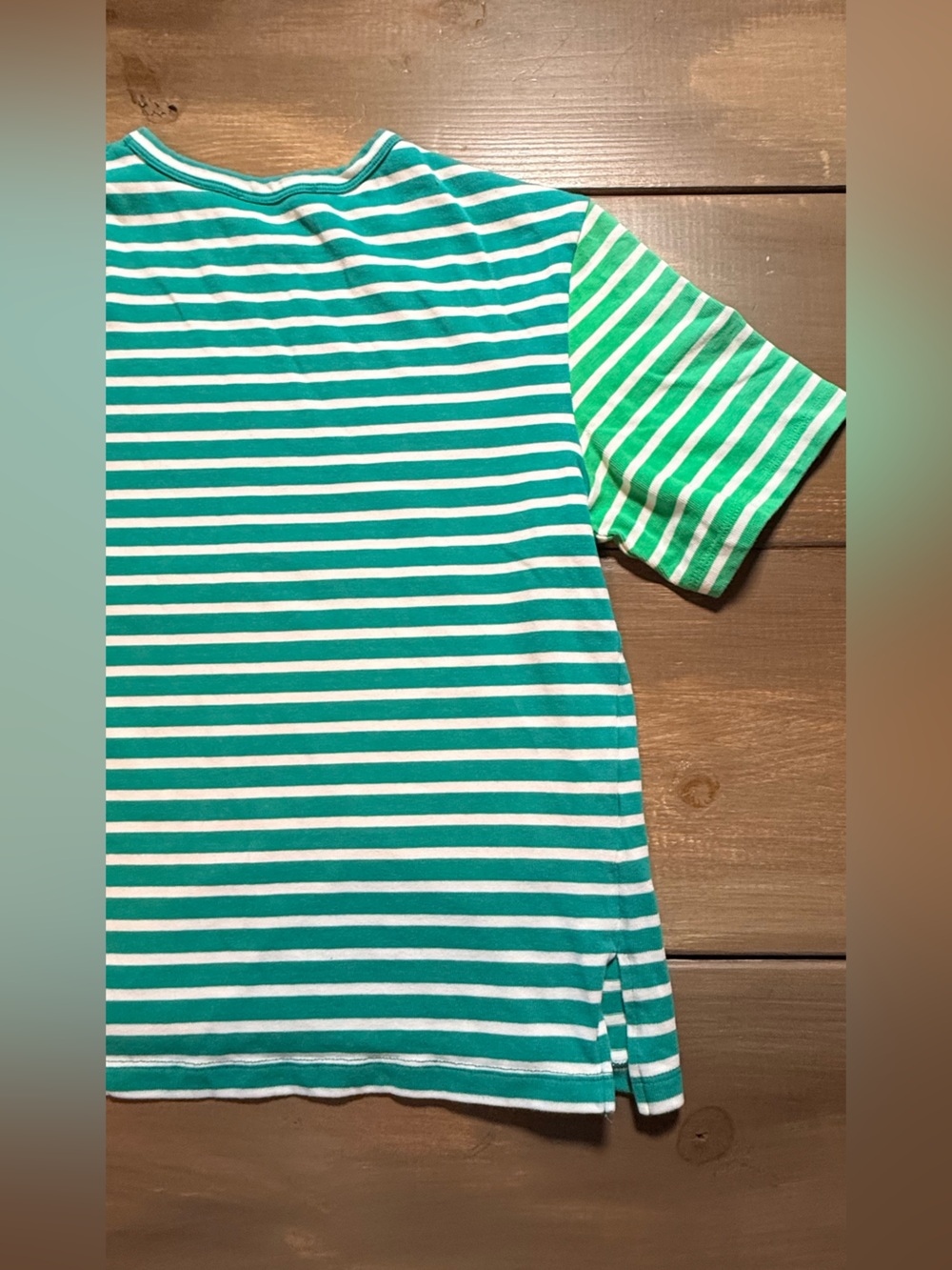 English Factory Green White Striped Tee Preppy Coastal Casual Short Sleeve Top - Picture 11 of 11